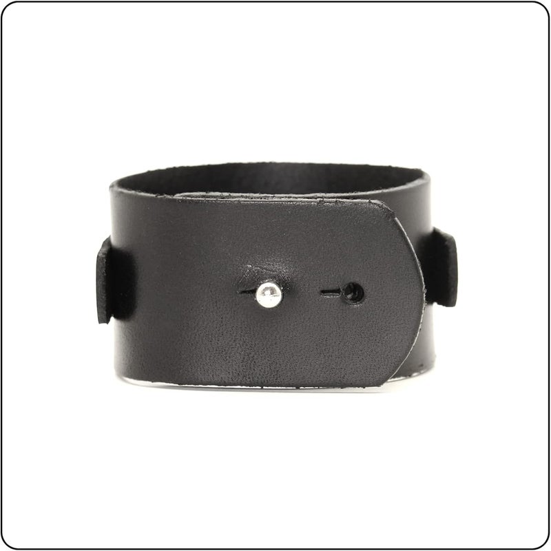 Fusamk Punk Rock Circle Pattern Wristband Wide Leather Cuff Bracelet - Image 3